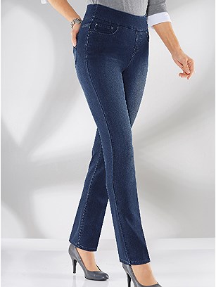 Side Zip Denim Jeans product image (420846.DKBL.1.1_WithBackground)