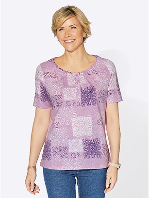 Short Button Panel Print Top product image (423342.OCMU.1.111_WithBackground)