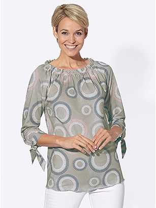 3/4 Sleeve Circle Print Top product image (423418.KHMU.3.1_WithBackground)