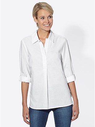 V-Neck Collared Blouse product image (425003.WH.3.1_WithBackground)