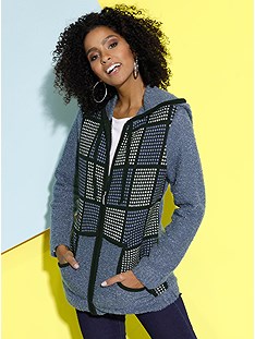 Printed Boucle Zip Cardigan product image (427443.BLPA.2.1_WithBackground)