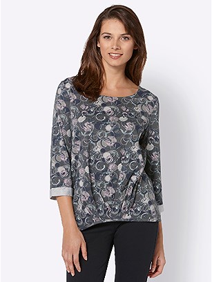 Circle Print 3/4 Length Sleeve Top product image (427927.MVPR.3.1_WithBackground)