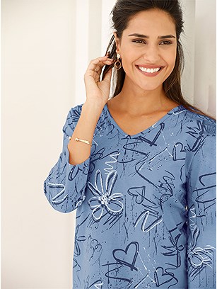 Foil Heart And Flower Print Top product image (428169.LB.J)