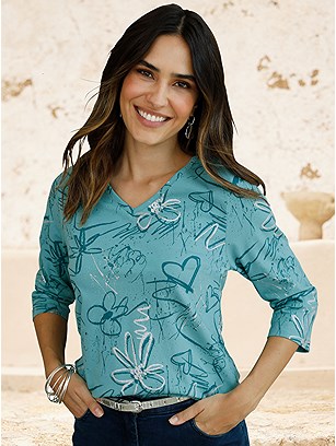 Printed V-Neck Shirt product image (428169.YLOR.12S)