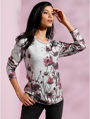 Watercolor Floral Print Sweater product image (428312.GYPA.1.P)