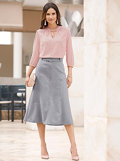 Suede Look Flare Skirt product image (428585.GY.1.7_WithBackground)