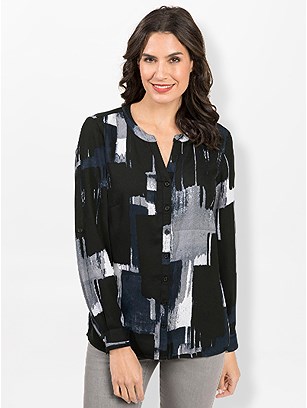 Printed Box Pleat Blouse product image (430824.BWPR.1.12_WithBackground)
