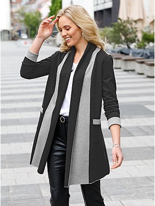 Contrasting Shawl Collar Cardigan product image (430841.BKMO.1.1_WithBackground)