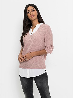 V-Neck Layered Sweater product image (430844.RS.1.1_WithBackground)