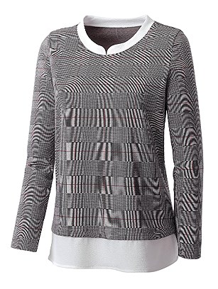 Layered Look Checkered Tunic product image (431662.RDBK.1.1_WithBackground)