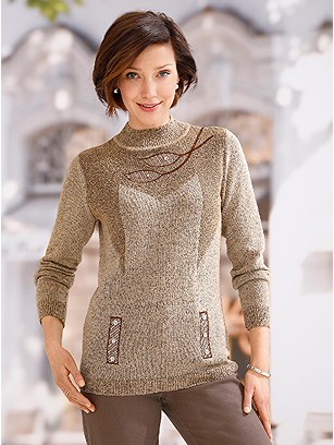 Embellished Boucle Sweater product image (432520.CAMO.1.1_WithBackground)