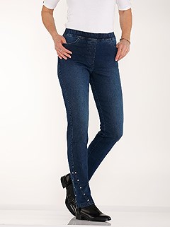 Rivet Detail Elastic Jeans product image (433044.BLUS.1.1_WithBackground)