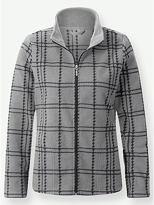 Checkered Fleece Cardigan product image (433059.GYCK.1.10_WithBackground)