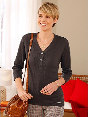 3/4 Sleeve V-Neck Sweater product image (434940.BR.1.1_WithBackground)