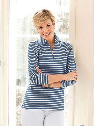 Striped Zip Collar Top product image (435200.DEST.1.388_WithBackground)