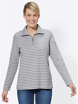 Striped Zip Collar Top product image (435200.GYST.3.9_WithBackground)