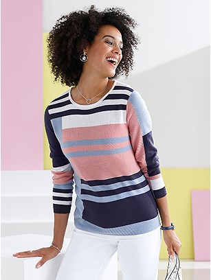 Block Striped Sweater product image (436732.BLWH.2.1_WithBackground)
