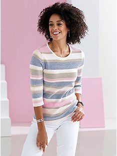 Striped 3/4 Sleeve Sweater product image (438027.ECST.2.1_P)