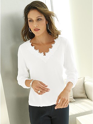 Lace V-Neck Blouse product image (438128.EC.1.1_WithBackground)