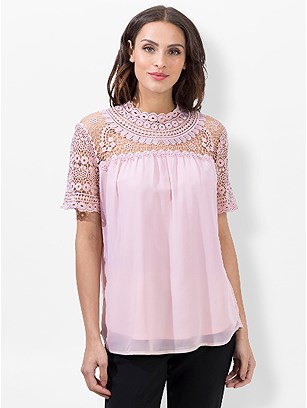 Lace Panel Chiffon Blouse product image (439111.LTRS.3.1_WithBackground)