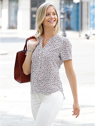 Heart Print V-Neck Blouse product image (439303.ECRD.1.1_WithBackground)