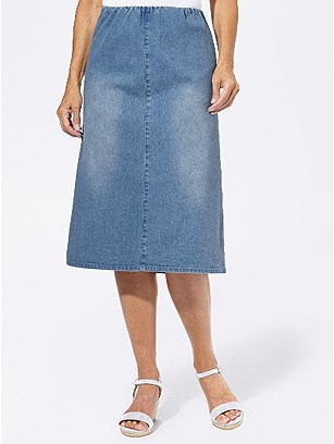 Flared Midi Denim Skirt product image (439411.FADE.4.1_WithBackground)