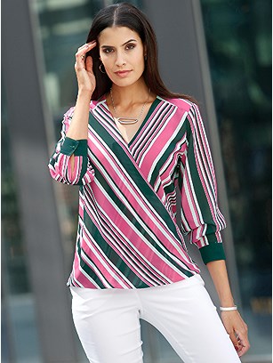 Striped Wrap Look Blouse product image (439525.BYPR.1.1_WithBackground)