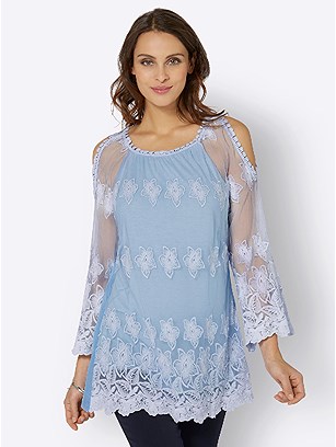 Lace Cold Shoulder Blouse product image (439612.LB.3.1_WithBackground)