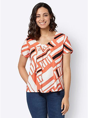 Pleated Geo Print Blouse product image (440806.MDEC.3.1_WithBackground)