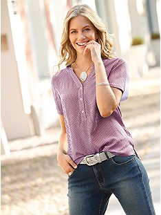 Button Up V-Neck Blouse product image (441102.BYPR.1.41_WithBackground)