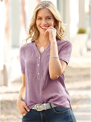 Button Up V-Neck Blouse product image (441102.BYPR.1S)