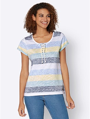 Striped Lace Up Top product image (441490.MTST.3.1_WithBackground)