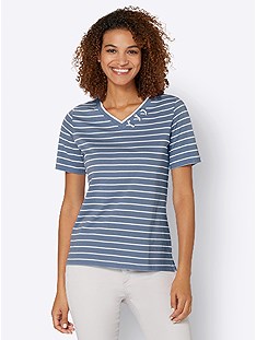 Striped V-Neck Top product image (441657.BLWH.3.1_WithBackground)