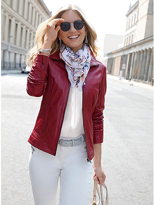 Turndown Collar Leather Jacket product image (441838.CHRY.1.38_WithBackground)