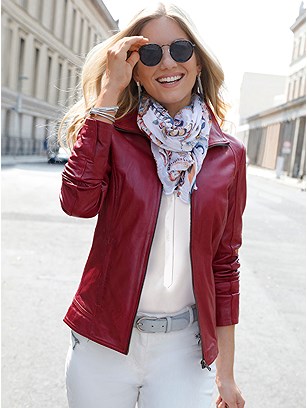 Turndown Collar Leather Jacket product image (441838.CHRY.1SS)