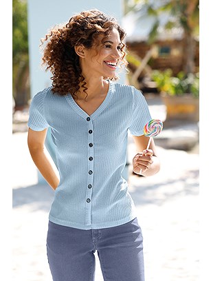 Ribbed Button Up Top product image (441920.LB.1.608_Raw)