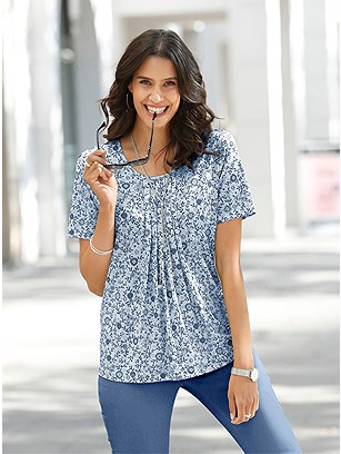 Pleated Floral Top product image (441930.LBPR.1.10_WithBackground)