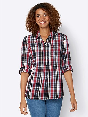 Pleated Plaid Blouse product image (441935.RDCK.3.1_WithBackground)