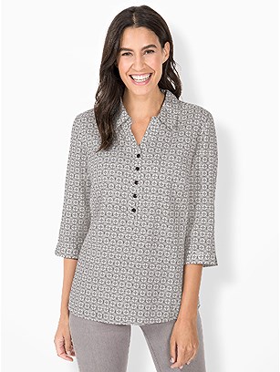 Printed 3/4 Sleeve Blouse product image (441963.GYWH.3.8_WithBackground)