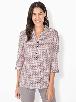 Printed 3/4 Sleeve Blouse product image (441963.RSPR.3.9_WithBackground)