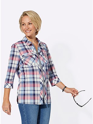 Patterned Zip Down Blouse product image (443576.RSNV.2.1_WithBackground)