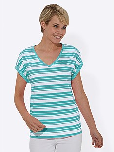Striped V-Neck Top product image (443673.BLWH.1.1_WithBackground)