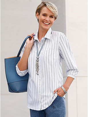 Striped 3/4 Sleeve Blouse product image (444851.DBST.1S)