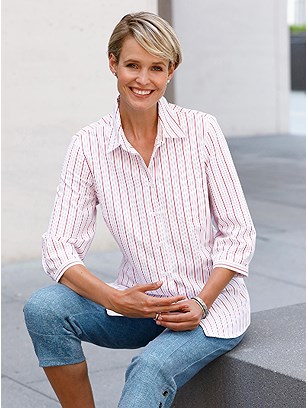 Striped 3/4 Sleeve Blouse product image (444851.RDST.1.1_WithBackground)