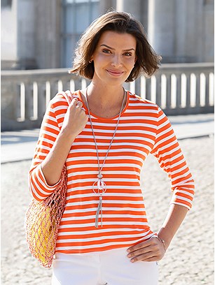 Striped 3/4 Sleeve Top product image (445589.MDWH.J)