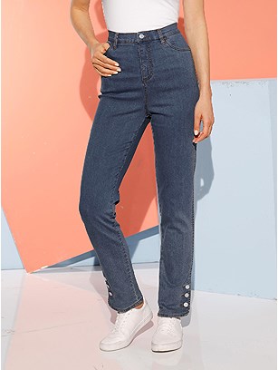 Button Hem Detail Jeans product image (445691.BLUS.1.1_WithBackground)