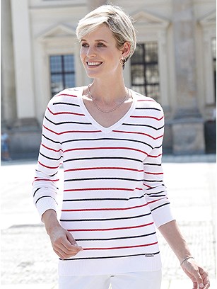 Striped V-Neck Sweater product image (445704.RDST.1.1_WithBackground)