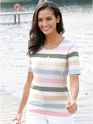 Multi Striped Short Sleeve Top product image (445962.MSTR.1S)