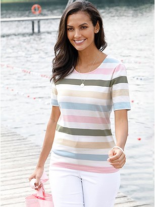 Multi Striped Short Sleeve Top product image (445962.MSTR_1S)