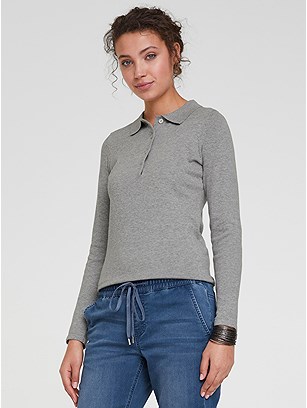 Fine Knit Polo Sweater product image (474259.GYMO.1S)